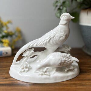 Staffordshire Crown J.T. Jones Birds White Fine Bone China Figurine Pheasants